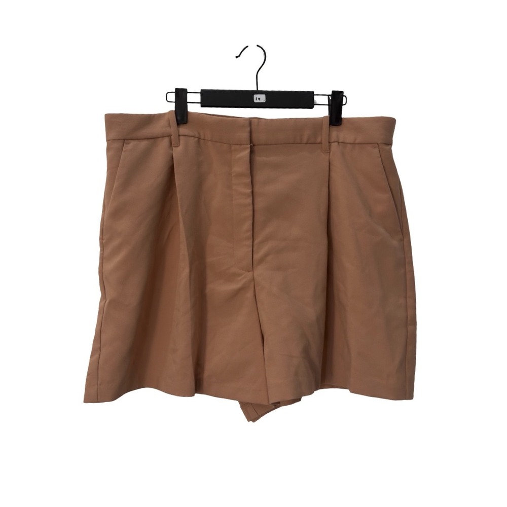 Abercrombie & Fitch Women XL Tan Pleated Tailored Dress Shorts Camel High Waist